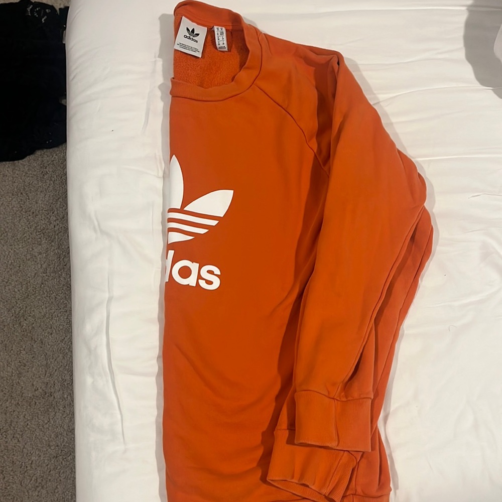 Adidas orange, long sleeve sweater